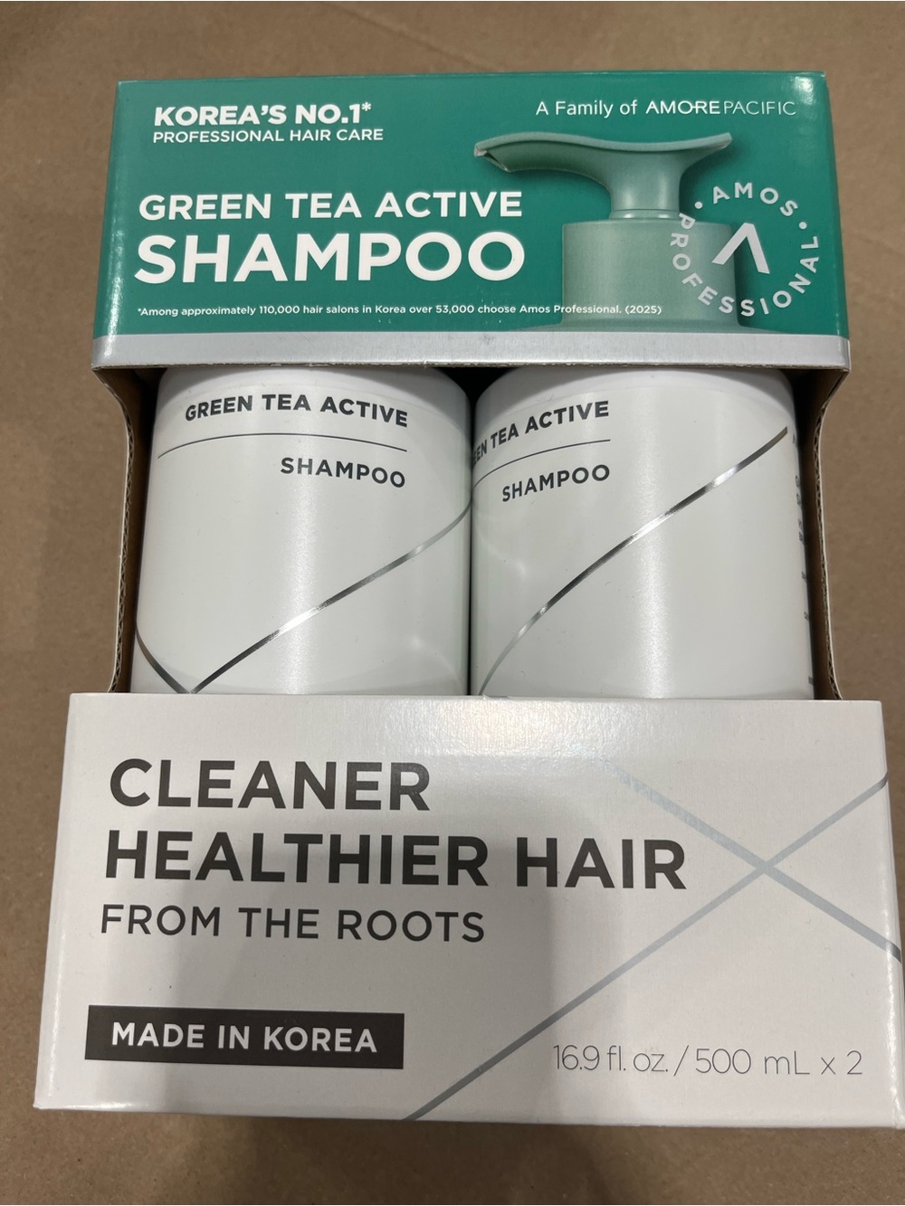 AMOS Green Tea Active Shampoo, 16.9 fl oz, 2-pack (NEW-SEALED)